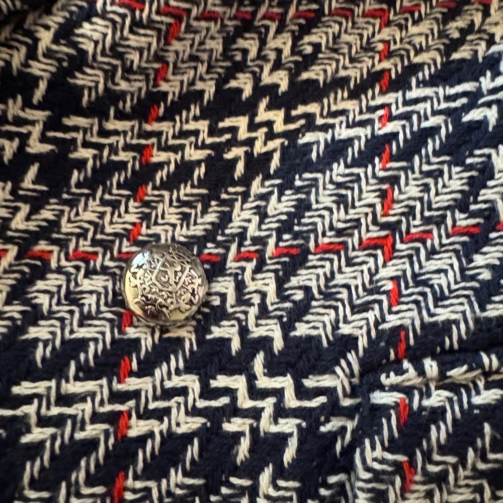 Zara Tweed Blazer Jacket Navy & Red Plaid - Picture 12 of 16